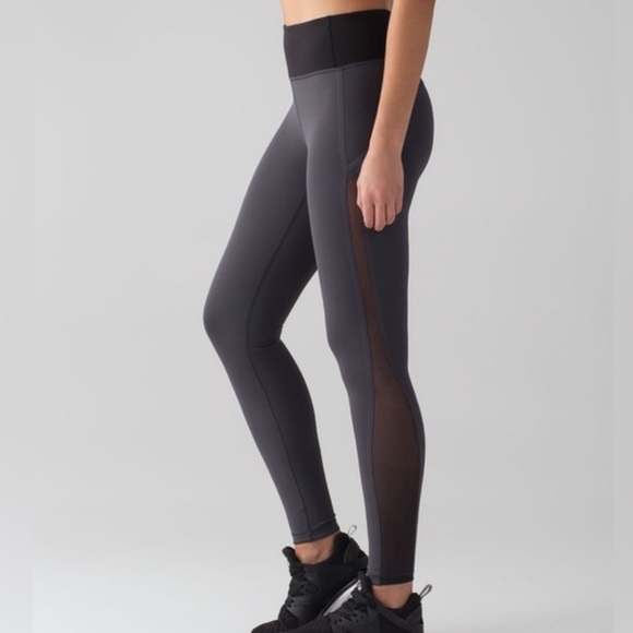 Lululemon Athletica Wide Waistband Smooth Stride Tight Leggings Blue Gray Size 4 - Picture 2 of 7